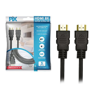 Cabo Hdmi 2.1 8K Hdr 19P 5 Metros Para Ps5 Xbox Series Preto