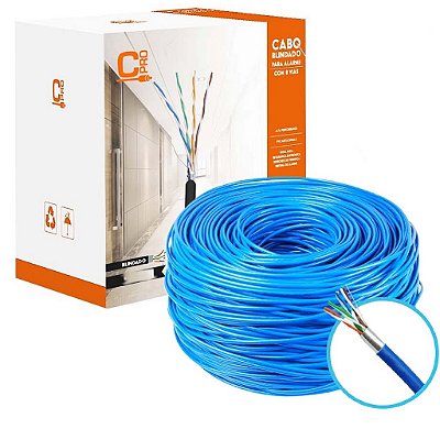 Caixa Cabo De Rede Cftv Cat5 Ftp Blindado C/ 250 Metros Azul