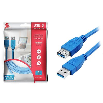 Cabo Extensor Usb 3.1 5Gbps 2 Metros Para Webcam Impressora