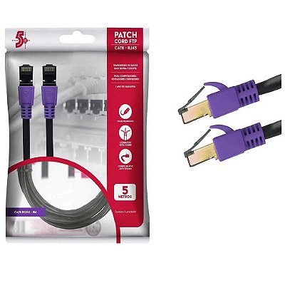 Cabo de Rede Info Patch Cord Cat8 Ftp 2000 Mhz 40 Gbps 5M