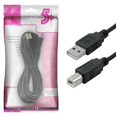 Cabo Usb 2.0 Para Scanner Impressora Multifuncional 5 Metros