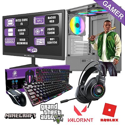 Computador Gamer Completo Monitor 19 Teclado Mouse Rgb Wifi
