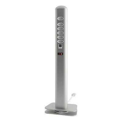 Totem Extensão Elétrica 6 Tomadas 1 Usb 1 Usb C Octoo Prata