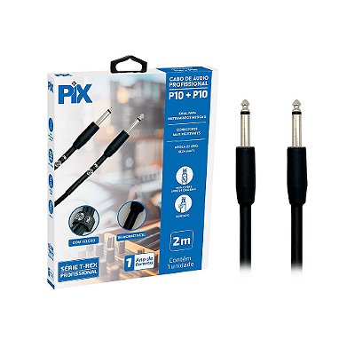 Cabo De Áudio P10 Para P10 Mono Para Guitarra 2 Metros
