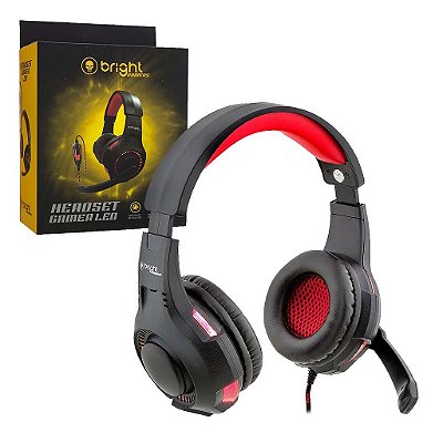 Fone Ouvido Headset Gamer Bright Led Vermelho Usb P2 0468