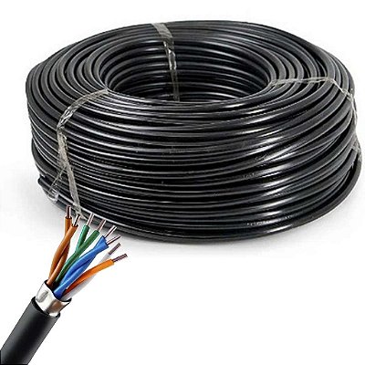 Cabo De Rede 100Mts Cat5 Blindado Preto Capa Pvc Capa Uv