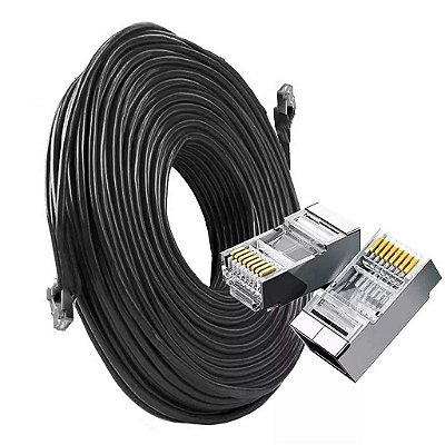 Cabo De Rede E Cftv Blindado Ftp Gigabit Crimpado Pronto 25m