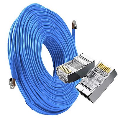 Cabo De Rede Cftv Blindado Ftp Gigabit Crimpado Pronto 15m