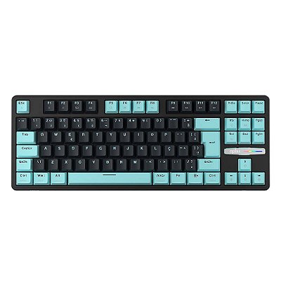 Teclado Mecânico A+ 80% Tkl Gasket Iara Obsedian Aqua AK400