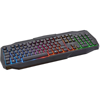 Teclado Gamer Membrana Usb Abnt2 Led Rgb 107 Tecla 1,5m Cabo