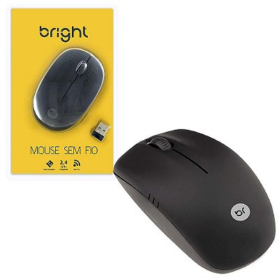 Mouse Bright Sem Fio Usb 2.0 Office Até 10m Preto