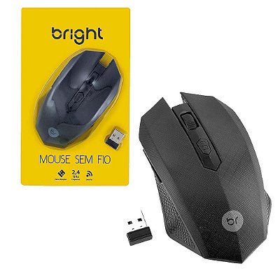 Mouse Bright Sem Fio Usb Preto 1200dpi 6 Botões Escritório