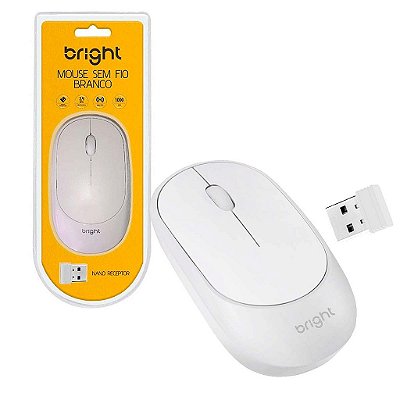 Mouse Bright Sem Fio Ergonomico 1000 dpi MS001 Branco