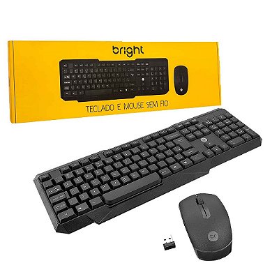 Kit Teclado e Mouse Sem Fio Bright Robusto E Resistente 0055