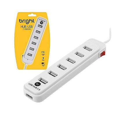 Hub Usb Branco Com 7 Portas Chave Interruptor Entrada 5v