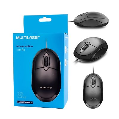 MOUSE C FIO CLASSIC 1200 120CM 3 BOT PRETO MO300 MULTILASER
