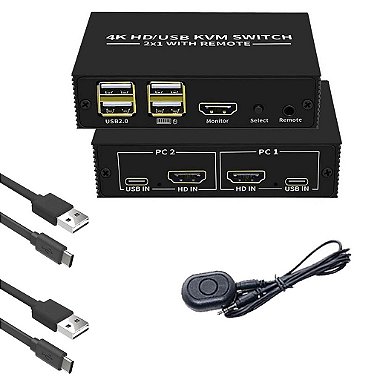 Chaveador Switch Kvm 2 Portas 4k Hdmi Mouse Teclado Monitor