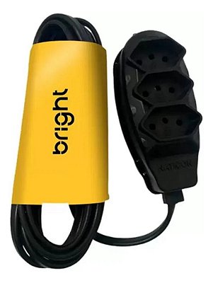 Extenção Elétrica Com 3 Tomadas 3m Preta Bright Novo