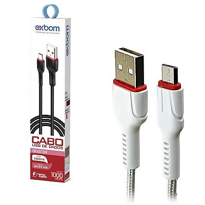 Cabo Micro Usb V8 Turbo 1M Ultra Performance Exbom Branco
