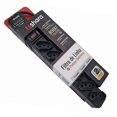 Filtro De Linha Ts Shara Protetor 6 Tomadas Bivolt 1,5M