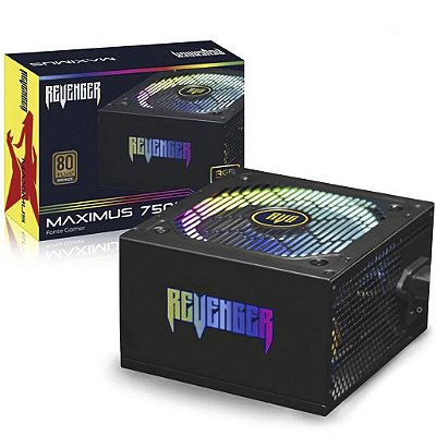 Fonte 750w Reais 80 Plus Bronze Revenger Preto Pfc Ativo