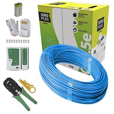 Kit Cabo Rede 100m Cat5e Furukawa Alicate Testador 9v 50rj45