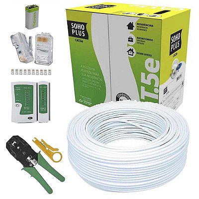 Kit Cabo Rede 100m Cat5e Furukawa Alicate Testador 9v 50rj45