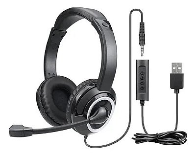 fone Headset Com Fio Hf600 Conexão P3 E Usb - Ph427 multi