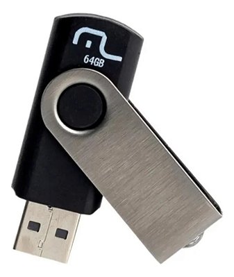 PENDRIVE TWIST PRETO 64GB MULTILASER PD590