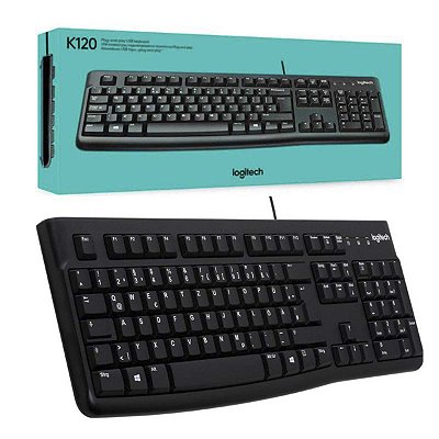 Teclado Com Cabo Usb 1,8m Logitech K120 Preto Alta Qualidade