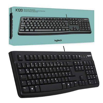 Teclado Com Cabo Usb 1,8m Logitech K120 Preto Alta Qualidade