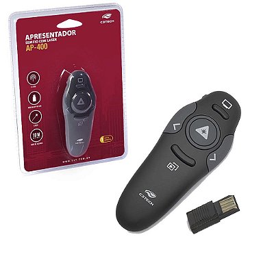 Apresentador Wireless C/ Laser Vermelho Ap-400 C3 Tech 10M