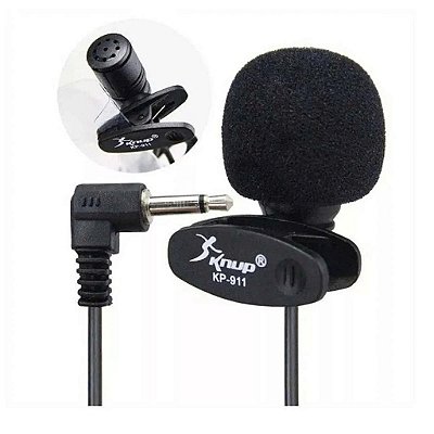Microfone Knup Kp-911 Lapela Plug&play Cor Preto