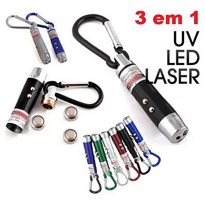 Chaveiro 3X1 Laser Lanterna Identificador Nota Falsa - bolso