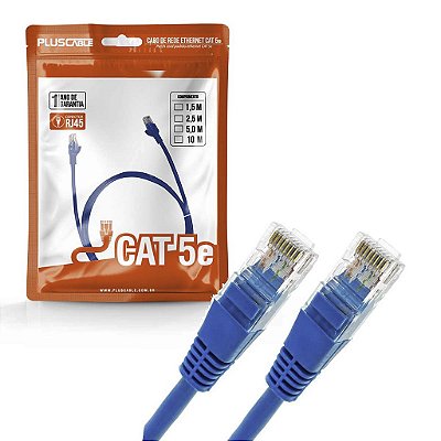 Cabo de Rede Patch Cord Plus Cable Cat.5E 2,5M Azul Gigabit