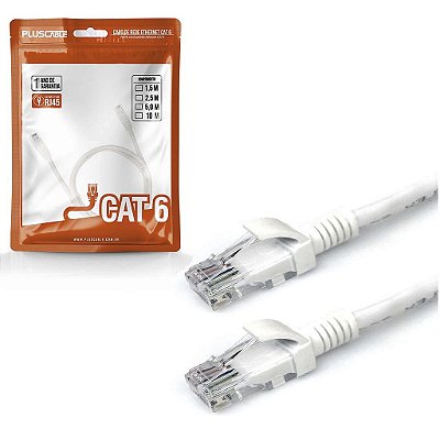 Cabo de Rede Patch Cord Plus Cable Cat.6 10M Branco Gigabit