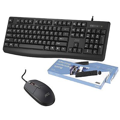 Kit Teclado E Mouse Com Fio Usb Aoc Office Ç Lançamento