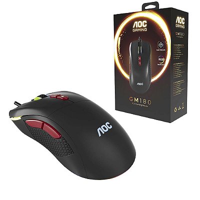 Mouse Gamer Aoc Usb Rgb Rainbow 7 Botões 7200dpi GM180B