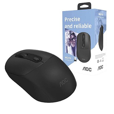 Mouse Optico Sem Fio Aoc 2,4Ghz Office Preto 1600dpi Ms210B