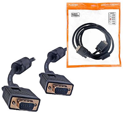 Cabo Vga Para Monitor PlusCable 5M Preto Blindado 15 Pinos
