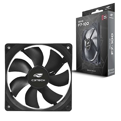 Cooler Fan Para Gabinete C3Tech 120mm 12cm Preto F7-100Bk