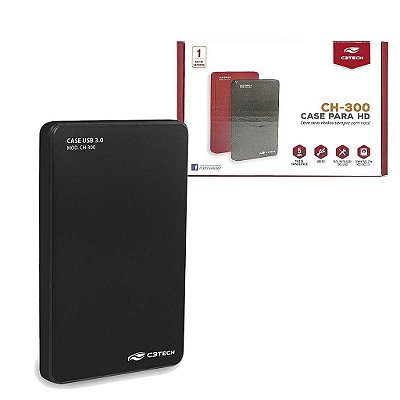 Case Para Hd Ssd 2,5 De Notebook Usb 3.0 5Gbps Preto C3Tech
