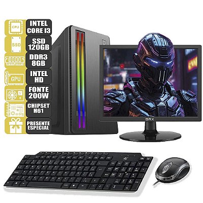 Computador Completo Intel I3 8gb Ssd 120Gb Monitor 17'' W10