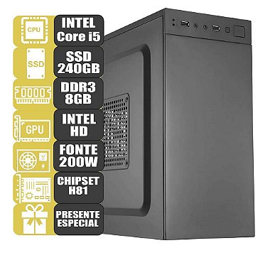 Computador Mdi Intel Core I5 8gb Ssd 240Gb Escritório Win 10