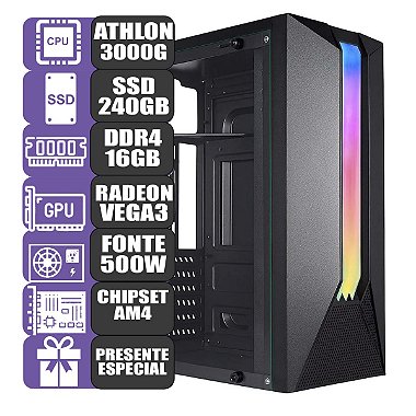 Computador Gamer Mdi Amd 3000g 16gb Dddr4 Ssd 240Gb Wind 10