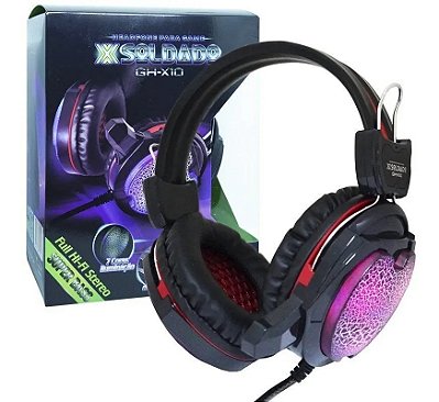 Headset Gamer GH-X10 X Soldado com LED PC microfone stereo