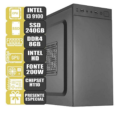 Computador Mdi I3 9100 9ª Geração 8gb Dddr4 Ssd 240Gb Wi 10