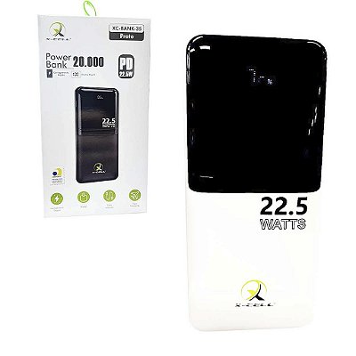 Carregador Portátil Powerbank 20.000Mah Usb C Light Preto