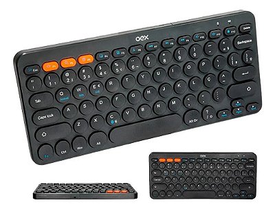 Teclado Silencioso Bluetooth Sem Fio Retro Preto Oex Tc510