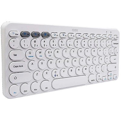Teclado Bluetooth Retrô Abnt2 Slim Recarregável Branco Oex'